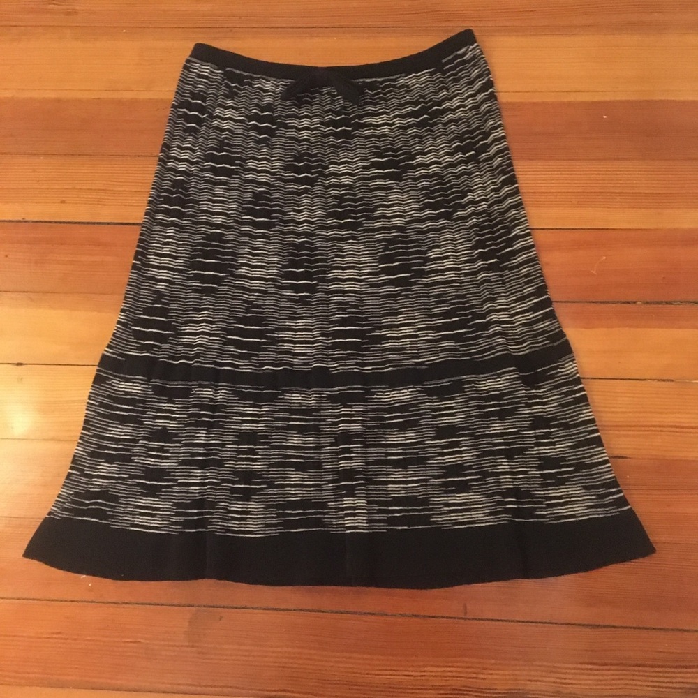 M by Missoni Black White Knit Pleated Aline Skirt